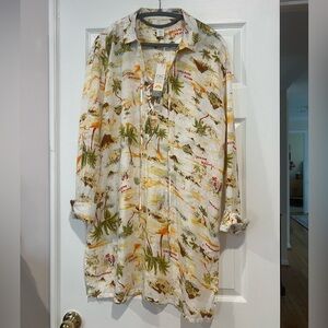 C&C California women’s cover up dress Beach Scene Button Down Shirt Sz M